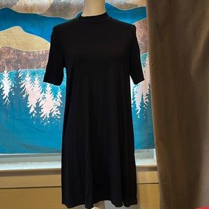 TopShop black knit short sleeve dress with high neck